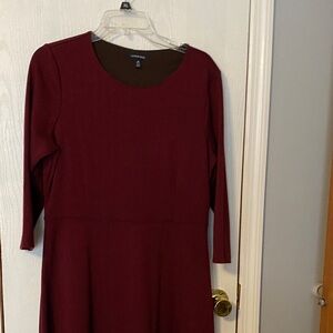 Lands' End Women's Elegant Maroon Long Sleeve Dress